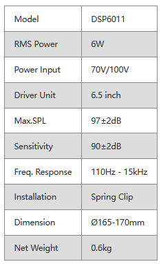 DSP6011 6.5 Inch Frameless Ceiling Speaker